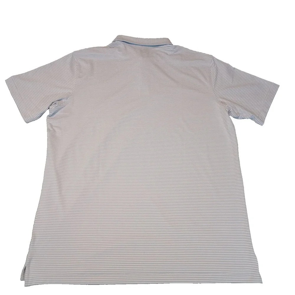 Peter Millar Crown Crafted Performance Striped Mesh Polo Shirt White Blue XL‎